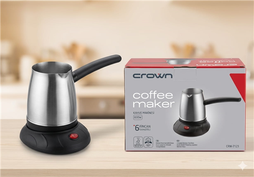 CROWN İNOX METAL ÇELİK ELEKTRİKLİ CEZVE  KL:12